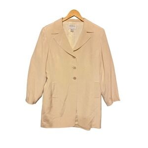 Hugo Buscati Jacket Blazer 100% Silk Button Lined Collared Light Pink Sz 12